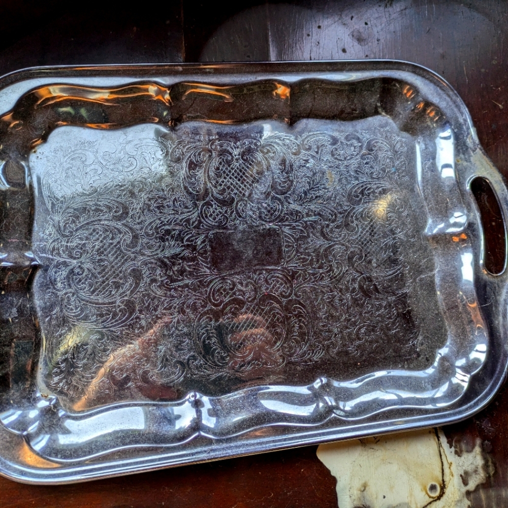 Vintage silver serving tray